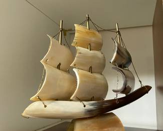 Two Bull Horn Sailing Ships
