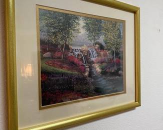 Framed Print of Botanical Garden with Waterfall