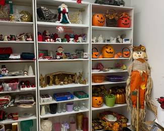 Assortment of Halloween Decor, Assortment of Fall Decor, Assortment of Christmas Decor