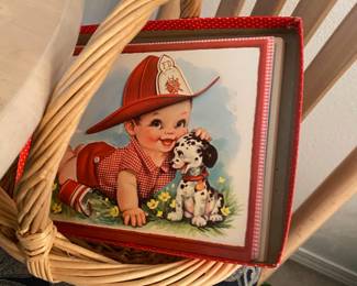 Baby Boy Firefighter Vintage Card