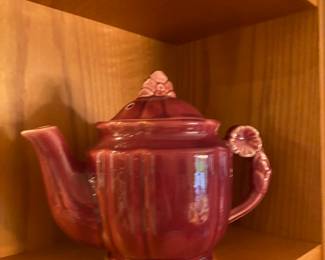 Shawnee Pottery Burgundy Rosette Teapot