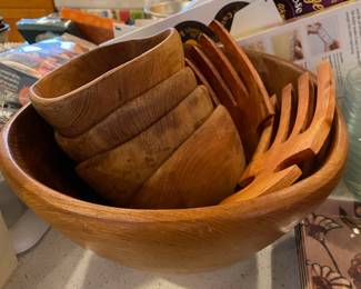 Wood Salad Bowl Set