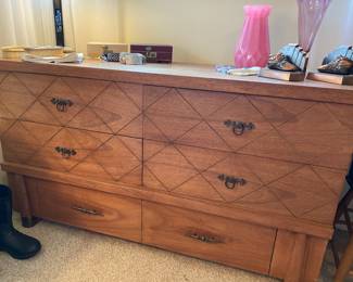 Dixie 6 Drawer Low Boy Dresser with Diamond Pattern
