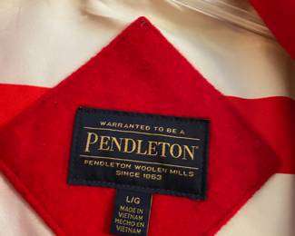 Pendleton Red Cascade Wool Peacoat with Striped Inside - Women's Size Large