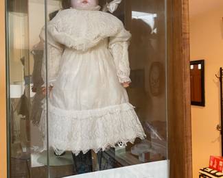 Mother's Doll - Circa 1900's Hand Painted, Pressed Metal Head & Shoulder Plate, Leather Body, Celluloid Hands