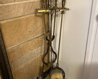5 Piece Brass Fireplace Tool Set