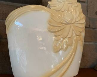 Matching Yellow/White Ceramic Vases with Floral Motif - Ceramics N-More