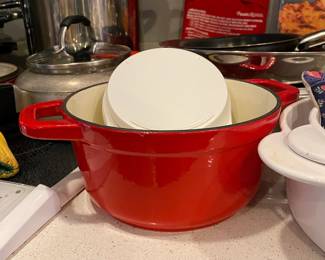Martha Stewart Collection Red Enameled Cast Iron Dutch Oven 