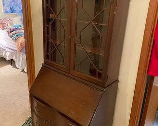 Mahogany Claw Foot Secretary Bookcase/China Cabinet