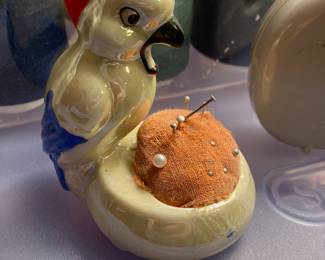 Ceramic Cockatoo Pin Cushion