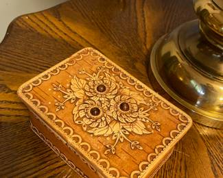 Ornate Wood Box with Floral Design