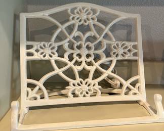 White Coated Cast Iron Cookbook/Book Stand