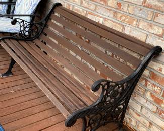 Cast Iron and Mahogany Wood Bench