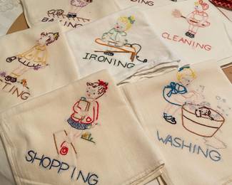 Embroidered Napkins of Weekly Chores