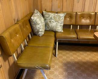 Cognac Leather 6 Seat Banquette Seating