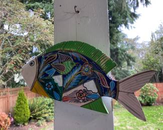 Handpainted Wood Fish Decor