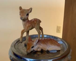 Pair of Velour Fawn Figurines 