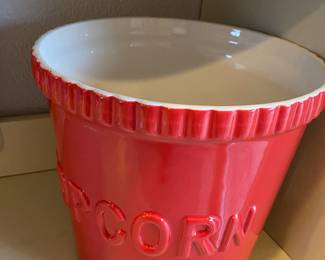 Red Ceramic Popcorn Pail