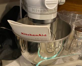 White Kitchen Aid Stand Mixer with Attachments