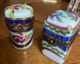 Round Peint Main Limoges Trinket Box, Square Paint Main Limoges Trinket Box