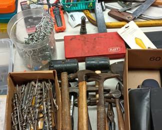 Assortment of Hammers and Rubber Mallets, Auger Drill Bits