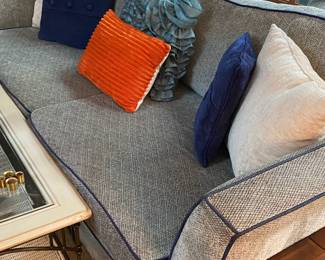 Gray with Navy Blue Trim Couch