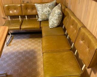 Cognac Leather 6 Seat Banquette Seating