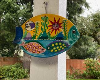 Terra Cotta Hand Painted Fish Decor