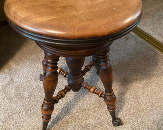 Glass Claw Foot Adjustable Piano Swivel Stool Chair