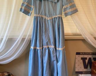 Blue and White Prairie Style Dress and Bonnet