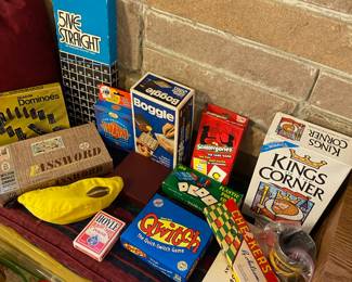 Assortment of Games - Boggle, Kings in the Corner, Qwitch, Five Straight, Password, Dominos