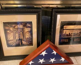 Folded American Flag in Display Case