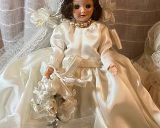 Brunette/Blue Eyed Sleepy Eye Bride Doll