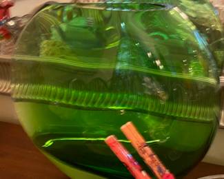 Bright Green Blown Glass Round Vase