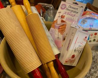 Wooden Grooved Bread Rolling Pin Red Handles,  Wooden Grooved Lefse Rolling Pin, Wooden Rolling Pin