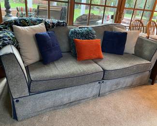 Gray with Navy Blue Trim Couch