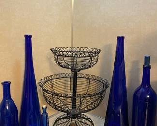 Assortment of Cobalt Blue Bottles