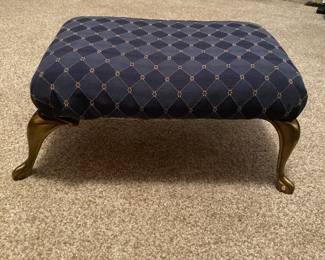 Chippendale Foot Stool with Ball Claw Legs - Blue Diamond Pattern