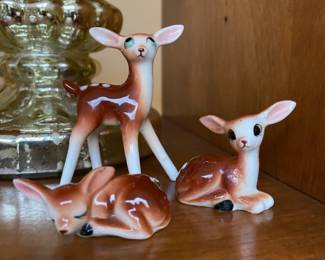 3 Miniature Bone China Deer Fawns 