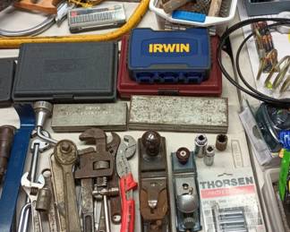 Assortment of Hand Tools - Planers, Thorsen 6 Pc Deep Socket Set,  Wrenches, Hand Saw