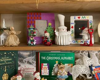 2 Red Arabian Fez Hats, Santa & Snowman Stocking Holders, Blown Glass Angel Teddy Bear Ornament