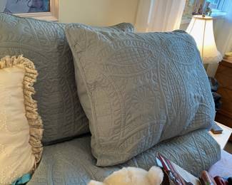 Blue Gray Comforter and Pillow Cases with Embossed Design