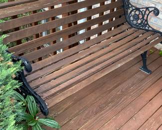 Cast Iron and Mahogany Wood Bench