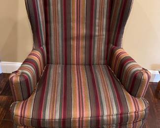 Ethan Allen striped wing back chair