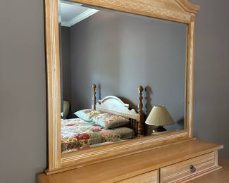 G11 - $150 Dresser & Mirror measures 17" deep x 68" wide x 87" tall with mirror.