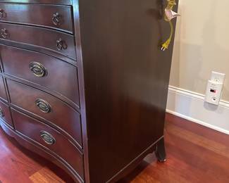 G31 - $225. White Furniture - Mebane NC Dresser with Mirror. Measures 22.5" deep x 63" wide x 36.5" tall. Mirror is 49" x 34". Overall very good vintage condition. All drawers slide.