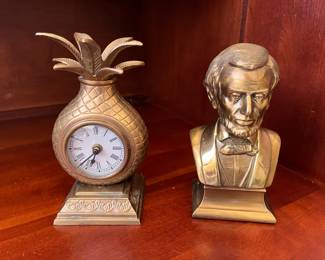H45 - $10 Pineapple Clock. $25 Bust of Lincoln bookend (single) PM Craftsman.