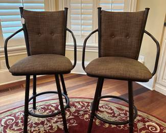 G44 - $250 PAIR. Arthur #2 Counter Height Stool with Arms. Measures 22" wide x 25.5" floor to seat x 42" to top.