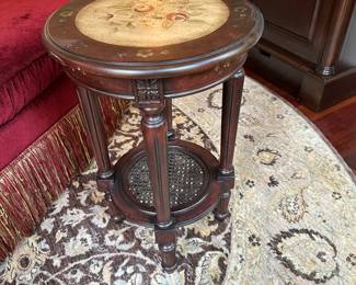 G28 - $60. Hidden Treasures Accent Table. Hammary Furniture brand from Furnitureland South. Measures 15.75" round x 25" tall.