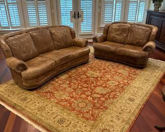 G38 - $850. Broyhill Leather Couch & Loveseat SET. Beautiful "broken in" look - no holes, rips, tears etc. Back cushions are attached.
